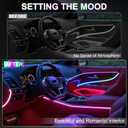 Dreamcolor Acrylic Interior Car LED Strip Lights, 10 in 1 Ambient Lighting Kit with Wireless APP, Dynamic Chasing Music Sync Fiber Optic Lights with DIY Mode, Car Inside Lighting Accessories