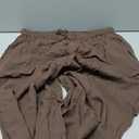 TARSE Womens Linen Casual Pants Flared Leg Wide Leg Drawstring Ruffle Harem Palazzo Pants with Pockets (Brown, XL)