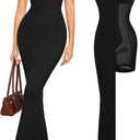 Popilush Built-in Bra Shapewear Maxi Long Dresses for Women Bodycon Sleeveless Modal Casual Formal Tummy Control Dress M