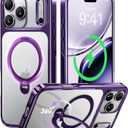 CASEKOO Rose Gold Glossy Designed for iPhone 17 Pro Case with 360 Spin Magnetic Stand [Fit for MagSafe][17FT Military Protection] Slim Polished Frame Titanium Alloy Sturdy Stand 6.3'', Purple