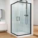 ENSO SENKA Corner Shower Enclosure 34" D X 34" W X72" H Shower Stall for Walk in showering, 1/4" Thick Clear SGCC Tempered Glass Sliding Shower Door, Matte Black (Shower Base Not Included)