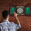 Dart Board Cabinet Set with 18-inch Dartboard, 6 Steel-Tip Darts, and Chalkboard Scoring for Game Rooms, Man Caves, and Home Bars by Trademark Poker