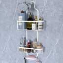 Kadolina Shower Caddy Hanging, Bathroom Shower Organizer, Shower Rack with Soap Dish, Over The Shower Head Caddy with Hooks for Razor/Sponge, White (Assembly Required)