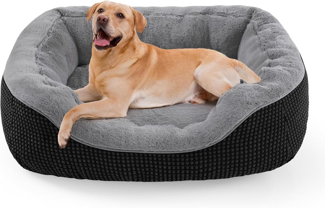 INVENHO Large Dog Beds Large Sized, Washable Orthopedic Warming Soft Sleeping Durable with Anti-Slip Bottom L (35"x25"x9")