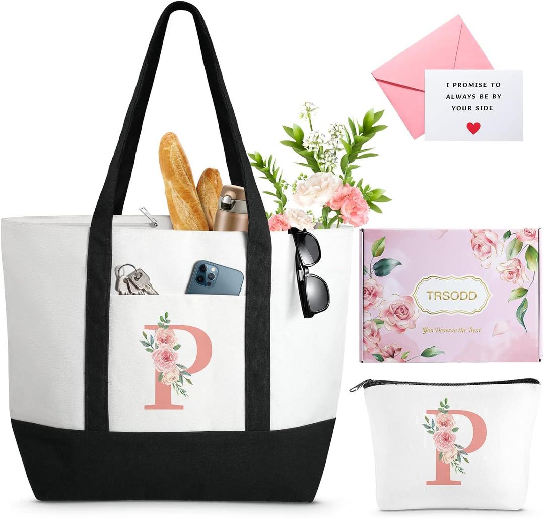 TRSODD Mothers Day Gifts for Mom Large Tote Bag and Makeup Bag Birthday Gifts for Women Wife Grandma Daughter Sister Friends Bridesmaid P