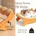 Cat Scratcher Bed for Indoor Cats, 3-in-1 Wooden Cat Hammock Lounge with Durable Scratch Pad & 3 Sisal Balls, Sturdy No-Tip Base Cat Furniture Protects Sofas and Fits Modern Home Decor
