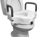 ProBasics E-Z Lock Raised Toilet Seat with Handles, 4.5" Toilet Seat Riser with Arms, Fits Most Elongated and Round Toilets, Handicap Toilet Seat, Elevated Toilet Seat, Handicap Toilet Seat - White