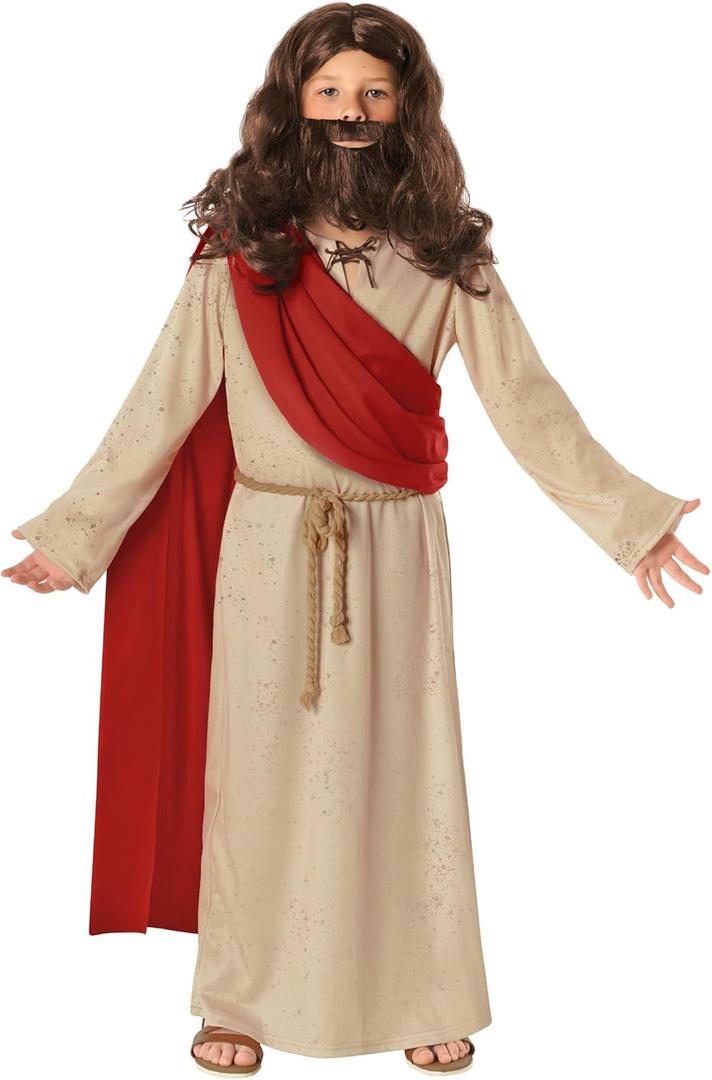 Morph Jesus Costume For Kids - Biblical Robe For Boys, Jesus Disciple Outfit, Religious Dress Up Costume (Medium)