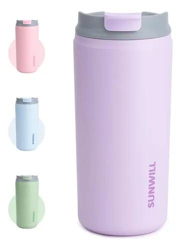 SUNWILL Insulated Coffee Mug with Lid, Leak Proof Tumbler Stainless Steel, 12 oz Travel Cup for Office, Home, Powder Coated Iceberg