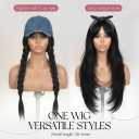 Black Wig with Bangs Long Black Wig for Women Synthetic Heat-Resistant Hair Layered Style Hair for Daily and Party Use