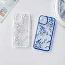 NITITOP Compatible with iPhone 15 Plus Case Clear Cute Floral Flower Branch Leaves Pattern for Women Girls Color Frame Slim Shockproof Durable Protective Phone Cover - White