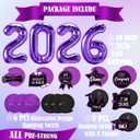 Purple Graduation Party Decorations, Purple 2026 Balloons, Class of 2026, Congrats Grad Hanging Swirl Decorations, Graduation Party Supplies