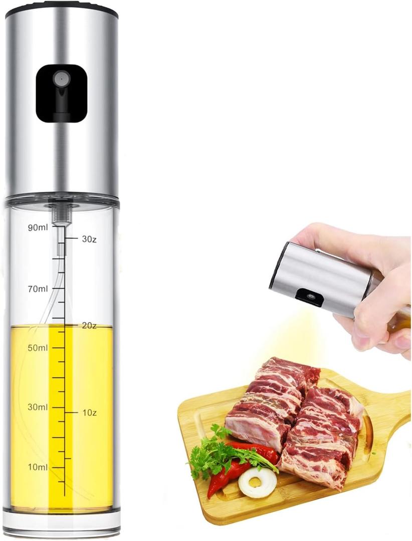2 x Oil Sprayer for Cooking,100ml Olive Oil Spritzer,Oil Sprayer for Air Fryer, Salad,BBQ,Roasting (transparent)