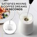 Zulay Kitchen Powerful Milk Frother Wand With Duracell Batteries - Ultra Fast Handheld Drink Mixer - Electric Whisk Foam Maker for Coffee, Lattes, Cappuccino & Matcha - Z1 Motor - Black