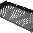 Beiyier 1U Universal Rack Shelf, 10" Deep Vented Cantilever Tray, for 19 Network Equipment Rack & Cabinet (1PCS, Black)