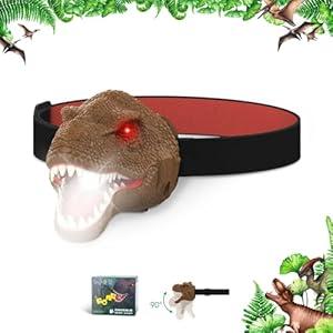 Dysaim Dinosaur Headlamp for Kids Head Lamp Outdoor Camping Essentials Gear Flashlight, Dinosaur Toys Headlight for Boys Girls, Headlamps for Adults, Ideal Gift Toys