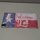 Patriotic Welcome Sign for Front Door, Welcome Yall Wooden Door Hanger, Texas Flag Welcome Sign, Red White Blue Wall Decor, Independence Day Home Decoration, Rustic Farmhouse Porch Decor 12 * 6INCH