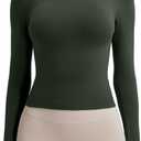 RUNNING GIRL Long Sleeve Yoga Shirts for Women, Soft Fitted Seamless Stretchy Casual Crew Neck Athletic Basic Shirt (XL)