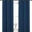 NICETOWN Window Curtain Panels, Thermal Insulated Solid Grommet Blackout Draperies/Drapes for Basement (Moroccan Blue, 1 Pair, 34 by 54-inch)