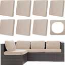 8Pcs Outdoor Cushion Covers, Patio Cushion Covers,Stretch Elastic Slipcovers, Replacement Washable & Reusable Furniture Protector for Patio Couch (Beige,Cover Only) (8Pcs-Solid Color)