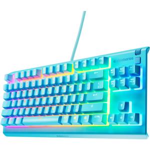 SteelSeries Apex 3 TKL Aqua RGB Gaming Keyboard  Tenkeyless Compact Form Factor  8-Zone RGB Illumination  Water and Dust Resistant  Whisper-Quiet Gaming Switch