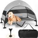 Elevated Dog Bed with Canopy |Included Travel Bag| |XL Size Portable Dog Bed|Widened Anti Slip Feet & Rain Resistant|Cooling|Elevated|Raised Cot for Large Dogs|Removable Shade