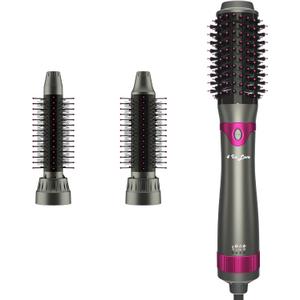 Hair Blow Dryer Brush, Salon Styler, Hot Air Hair Dryer and Volumizer Kit with Three Interchangeable Barrels | Replacement Parts Orderable (Gray Pink)