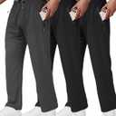 3 Pack Men's Athletic Pants with Zip Pockets, Lightweight Workout Sweat Pants Gifts for Men (Large, Black, Gray)
