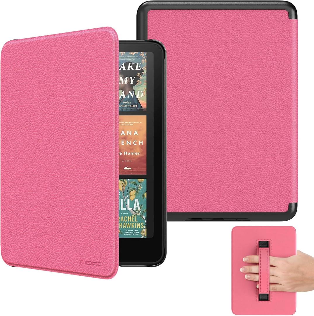 MoKo Case for All-New 7" Kindle Paperwhite(12th Gen 2024) and Kindle Colorsoft Signature Edition 2024, Lightweight Shell Cover with Hand Strap Auto Wake/Sleep for Kindle Paperwhite 2024, Magenta