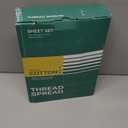 THREAD SPREAD 100% Organic Cotton Printed Sheets Queen Size - 4 PC Organic Cotton Percale Sheets Queen Set (Pinstripe - Light Grey), Cooling & Breathable Sheet, 16" Deep Pocket - GOTS Certified