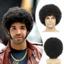 Afro Wig Men70's Costumes for Men Heat Resistant Synthetic Disco WigBlack,6 inch