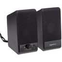 Amazon Basics USB-Powered Computer Speakers with Volume Control for Desktop or Laptop PC, Compact Size, Headphone Jack, Portable, Plug-N-Play, Black