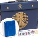 Yellow Mountain Imports Bleau Royal Chinese Mahjong Set with 146 Medium Tiles and Blue Vinyl Case for Chinese Style Gameplay Only []