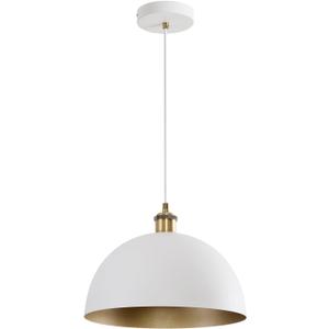 Vintage White and Gold Pendant Light Fixture 11.81 Rustic Farmhouse Pendant Lighting Fixture Brass Socket Dome Pendant Lamp for Kitchen Island, Dining Room, Hallway, Bedroom, Living Room