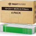 TRIGHTFILTERS 16x25x1 Air Filter 4 Pack, MERV 8 Pleated Dust Defense Air Filters Replacement Air Conditioner HVAC AC Furnace Filter, Durable and Lightweight