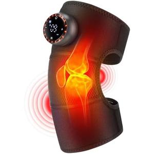 ROMYSE Cordless Heated Knee Massager with Vibration, 5 Heating Levels & 5 Vibration Modes, 3 in 1 Heated Knee Pad for Knee, Shoulder, Elbow Support, Black