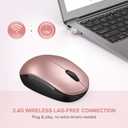 Seenda Wireless Mouse, 2.4G Noiseless Mouse with USB Receiver Portable Computer Mice for PC, Tablet, Laptop, Notebook - Rose Gold&Black