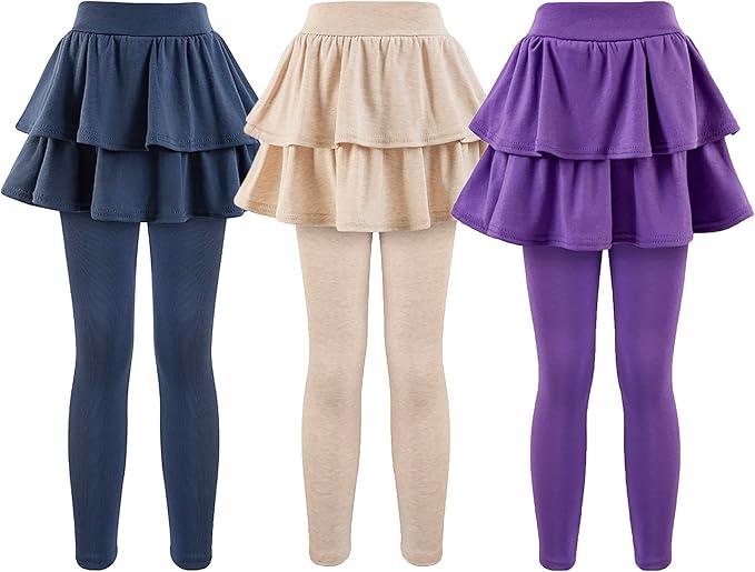 GUOGUOWU Girls School Uniform Pants Leggings with Skirts Stretch Warm Jegging 5-6 Years Size 120