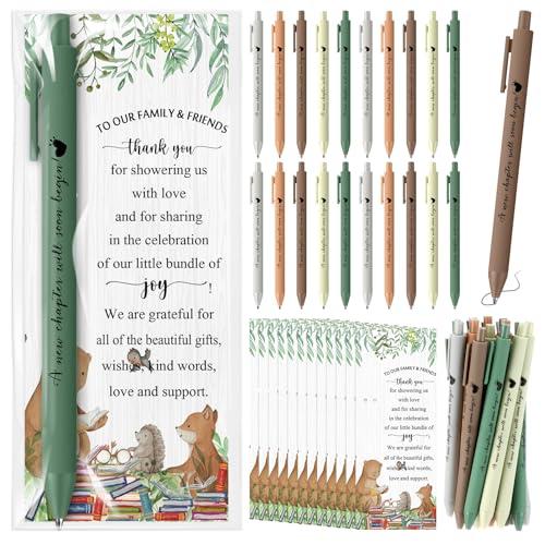 Engrowtic 50 Set A New Chapter Will Soon Begin Baby Shower Gifts Pens for Guest Storybook Baby Shower Party Favors Retractable Ballpoint Pens Thank You Cards Gender Reveal Supplies Souvenirs Prizes