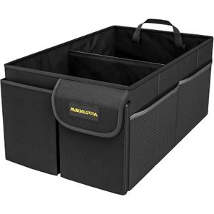MIKKUPPA Car Trunk Organizer - 50L Collapsible Trunk Organizer, Sturdy Car Storage for SUV Auto Truck Van with Non Slip Bottom (Black) (Medium - No Lid)