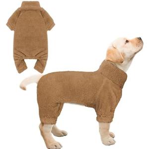 Fuzzy Pajamas Turtleneck Warm Soft Cozy Lightweight Dog Pjs Sweaters for Small Dogs (Coffee-L)