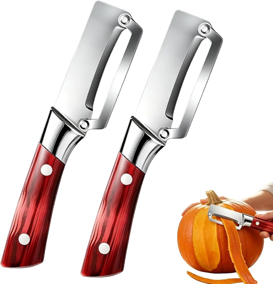 2 Pack Multi Functional Vegetable Peeler, Ultra-Sharp Stainless Steel Peelers with Wooden Handled, 2026 New kitchen peeler, for Fruit apples, Potato, Pineapple, Pumpkin, Carrot, Veggie Peeler