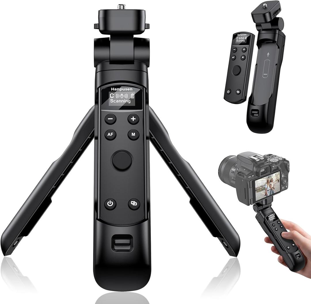 for Canon Tripod Wireless Shooting Grip with Shutter Release - Mini-Tripod with Rechargeable Remote Control for G7 X III/R50/R8/R5/R10/G5 X II/R100/M6 II/M200/M50/R50 V/6D II/V10/V1/SL2, for Vlogging