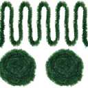 100FT Christmas Garland Decorations, 2 Pack Each 50FT Thick & Soft Artificial Green Garlands Pine Greenery Garland for Stairs Mantle Fireplace Christmas Decoration Outdoor Indoor Home Holiday