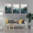 Bwodke Pine Forest Mountain Canvas Wall Art Set of 3, 16x24 inch
