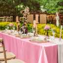 TURSTIN 4 Packs Pink Satin Tablecloth 102 x 58 Inch Overlay Satin Table Cover Rectangle Bright Silk Tablecloth Smooth Fabric Table Decoration for Wedding Banquet Party Events