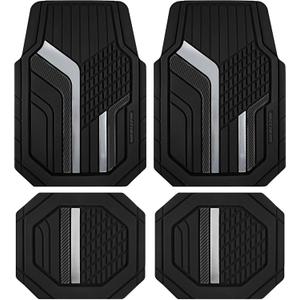 Skechers Heavy Duty Rubber Car Floor Mats,Dual Color Design Floor Mats,All Weather Car Mats,Waterproof Trim To Fit Universal Floor Liner Car Accessories,Automotive Floor Mats For Cars Trucks Suv,Black