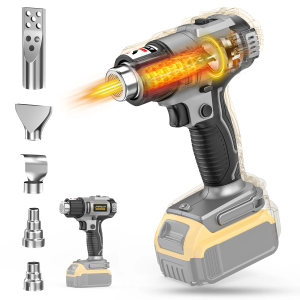 LIVOWALNY Cordless Heat Gun Compatible with Dewalt 20v Battery, 350W 122℉-1022℉ Fast Heating Soldering Hot Air Gun with LCD Digital Display for Shrink Tubing, PVC Wrap, Craft, Epoxy Resin (No Battery)