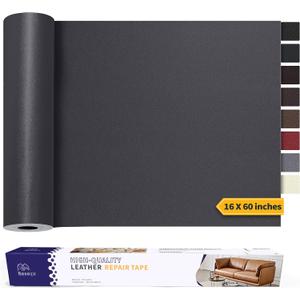Leather Repair Patch Tape Kit, Self Adhesive Leather Repair for Furniture, Couch, Sofa, Car Seats,Office Chair,Vinyl Repair Kit.60inx16in (Dark Gray)