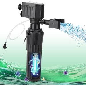hygger Aquarium Filter U-V for 10-40 Gallon Tank, Submersible Internal Fish Tank Filter for Green Water and Algae Clean, 12W Power Pump with Adjustable Air Supply System for Saltwater Freshwater